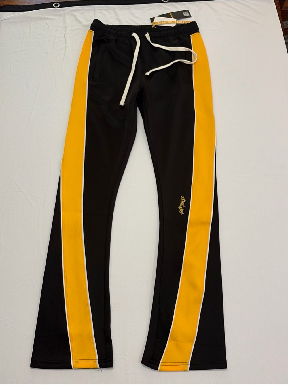 Screenshot Black & Yellow Women’s Athletic Track Pants with Side Stripe